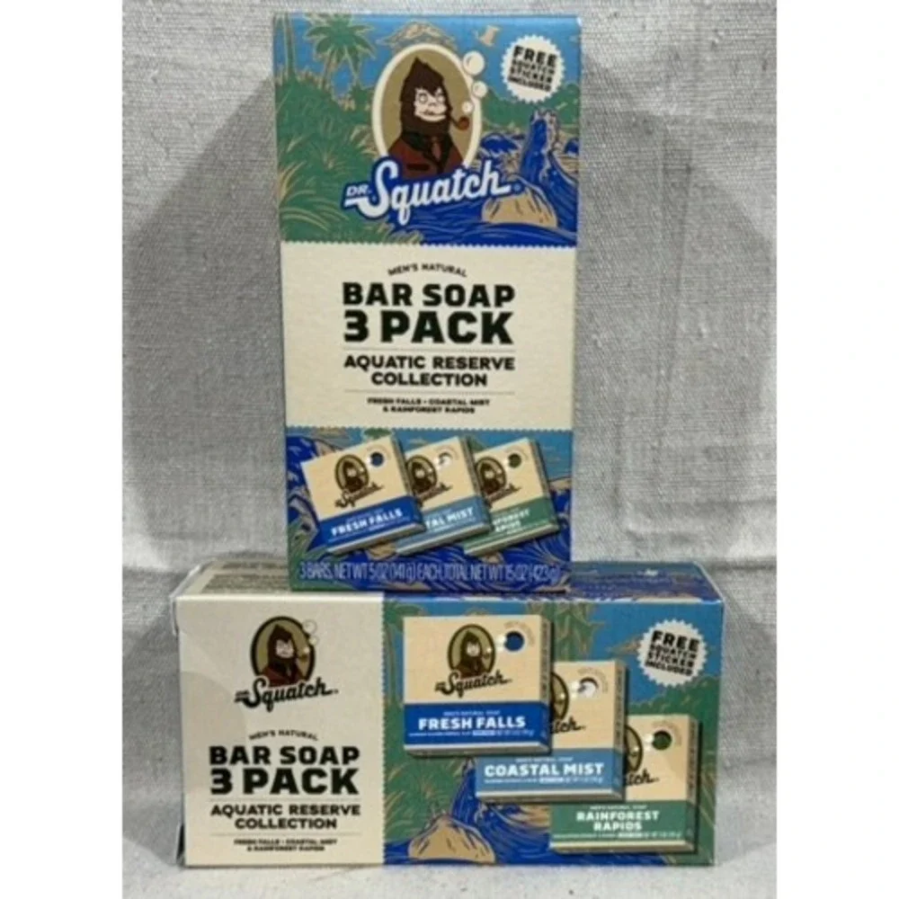 Dr. Squatch Men's Natural Bar Soap 3 Pack Aquatic Reserve Collection 2 Boxes